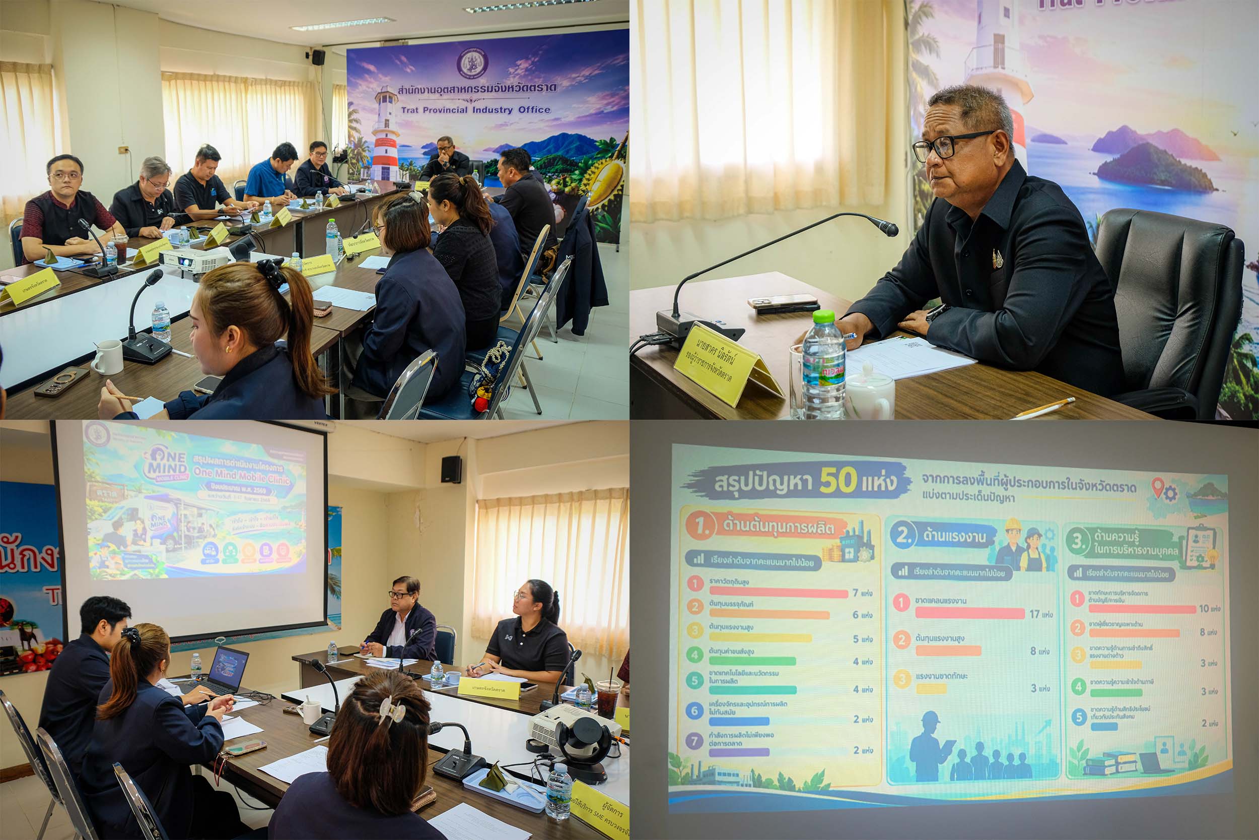 สำนักงานอุตสาหกรรมจังหวัดตราด  เตรียมความพร้อมจัดโครงการคลินิกบูรณาการเคลื่อนที่ One Mind Mobile Clinic เพื่อช่วยเหลือและยกระดับผู้ประกอบการในพื้นที่จังหวัดตราด ปีงบประมาณ พ.ศ.2570